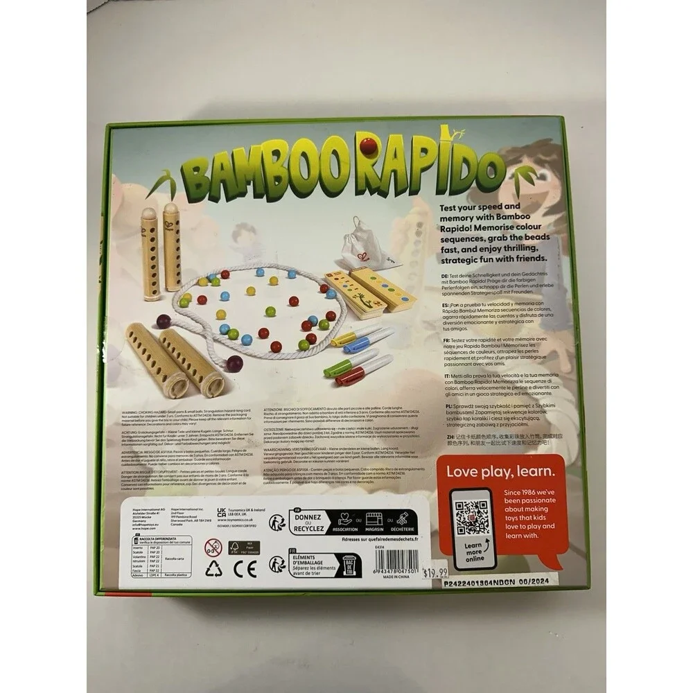 Bamboo Rápido Hape Game Memory Speed And Strategy Missing One Card